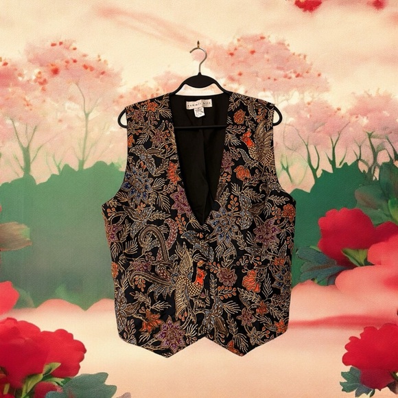 Summit Hill Unisex Floral & Bird Print Embellished Vest - Picture 5 of 16